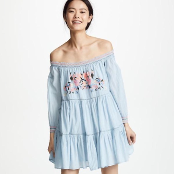 HP ⭐️FREE PEOPLE Sunbeams Mini Dress S NWT Blue - Picture 7 of 9